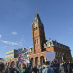 scene of protestors