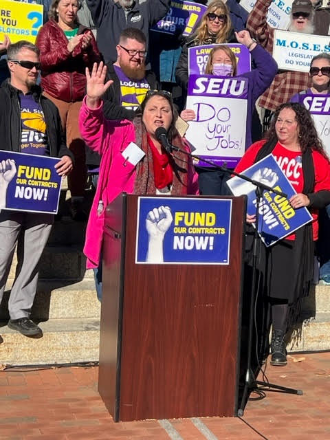 APA Vice President Susan McNeil at November 20, 2023 State House Rally